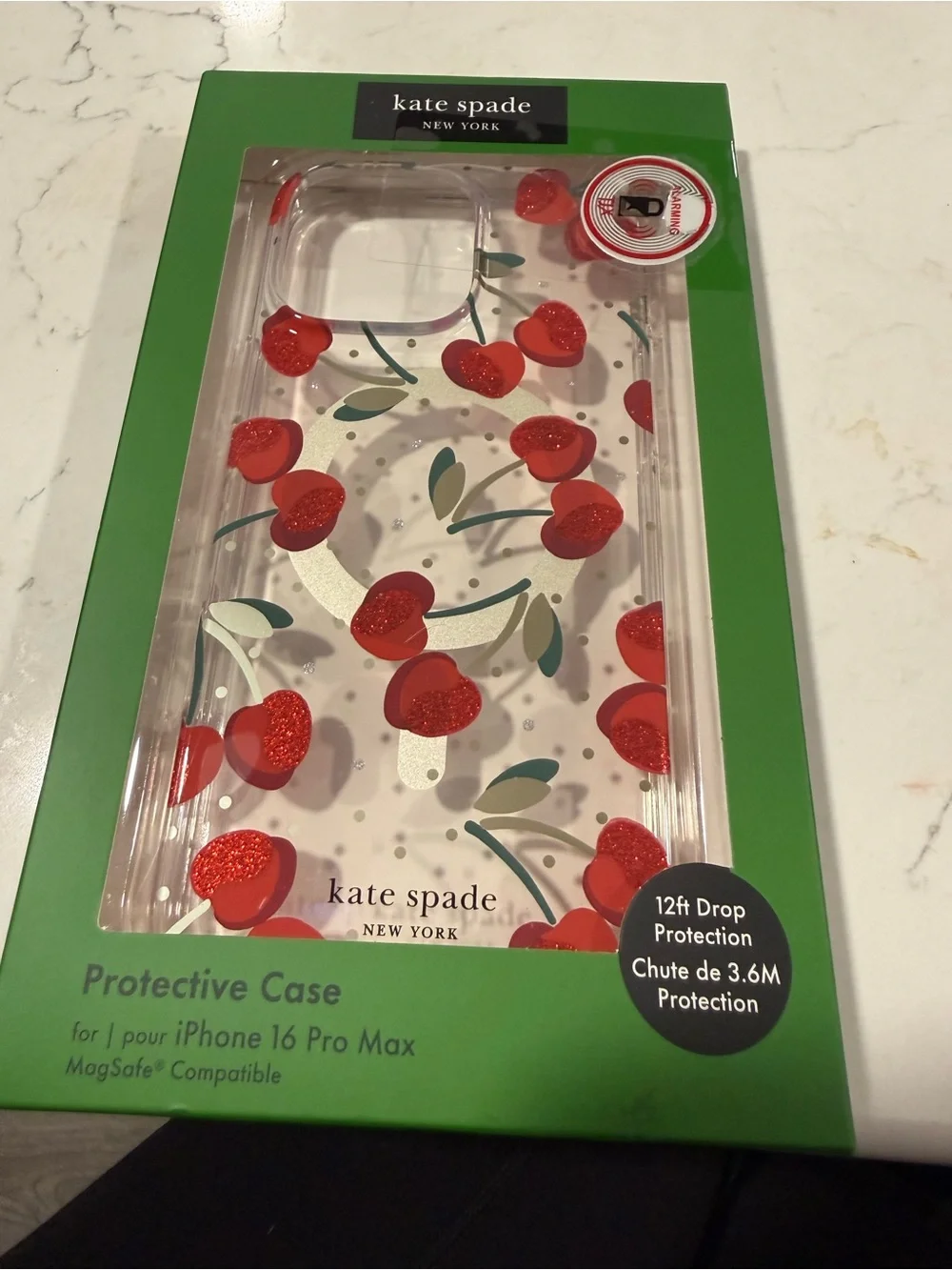 kate spade Clear Cherry Print iPhone Case with Red Accents 16 PRO MAX - Picture 1 of 1